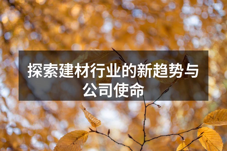 探索建材行业的新趋势与公司使命